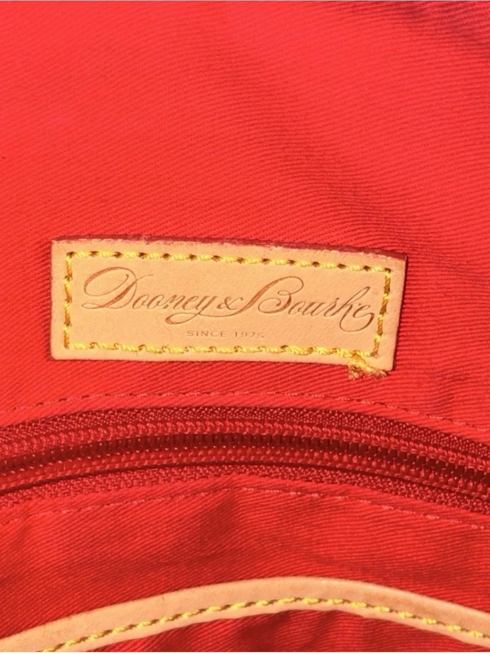 Dooney & Bourke Orange Patent Satchel with Tan Trim and Strap